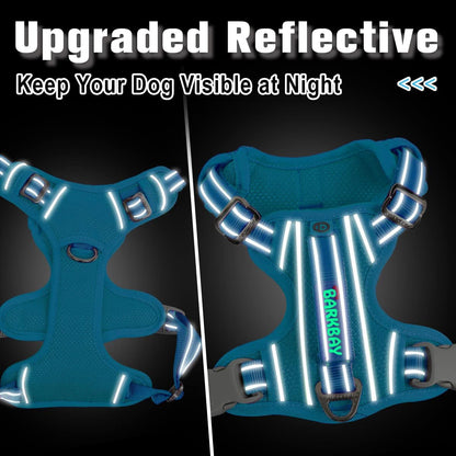 BARKBAY Dog Harness No Pull with ID Tag Pocket - Heavy Duty, Reflective, Easy Control for Large Dogs(Blue,L)5