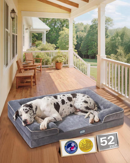 Ohgeni Orthopedic Extra Large Dog Bed Couch, Memory Foam, 44-Inch (Gray) | Waterproof Pet Bed with Machine-Washable Removable Cover & Soft Comfortable Fabric21