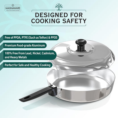 Cast Aluminum Sauté Pan with Lid 10 Inch - Oven Safe Deep Frying Pan with Lid, Two Side Spouts and Ergonomic Stay-Cool Handle for Comfortable Grip and Pouring (3 Quart)4
