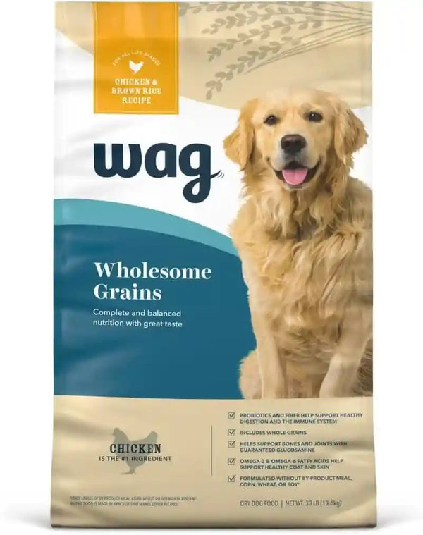 Amazon Brand - Wag Wholesome Grains Dry Dog Food with Salmon and Brown Rice, 30 Lb Bag (Pack of 1)8