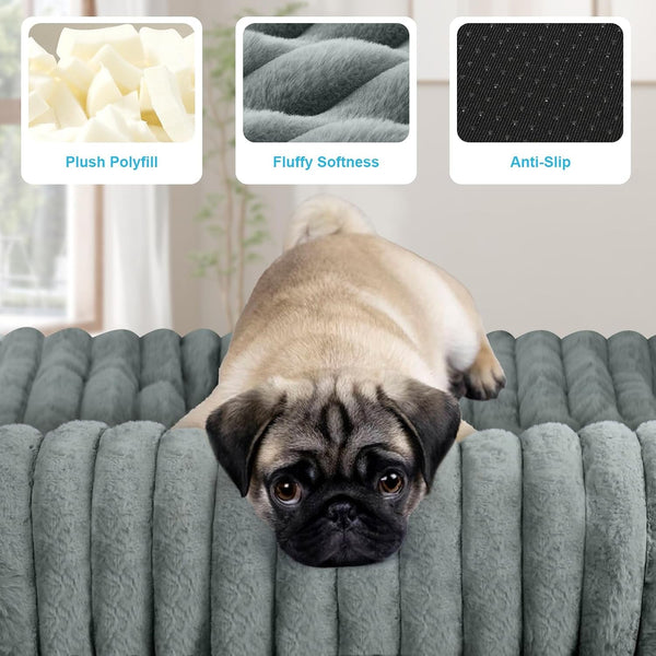 Dog Beds Medium Large Sized Dog, Dog Bed for Crate with Pillow(Grey, XL) | Comfort Large Dog Bed, Washable Dog Bed with Removable Cover, Durable Orthopedic Deluxe Plush Dog Crate Pad Bed3