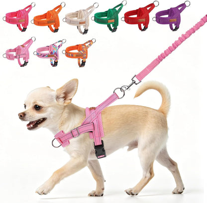 BEAUTYZOO Dog Harness No Pull, Quick Fit Dog Harness and Leash Set, Escape Proof Vest Harness with Soft Handle, Reflective Breathable Mesh Padding Harness for Medium Size Dog Training Walking, Beige M14