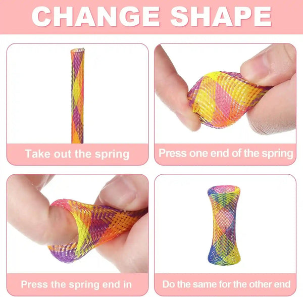 Leitee 60 Pcs Cat Spring Toys Kitten Tubes Indoor Interactive Chinese Finger Trap Cat Toys Plastic Coil for Pet Hunt Scratch(Random Colors)4