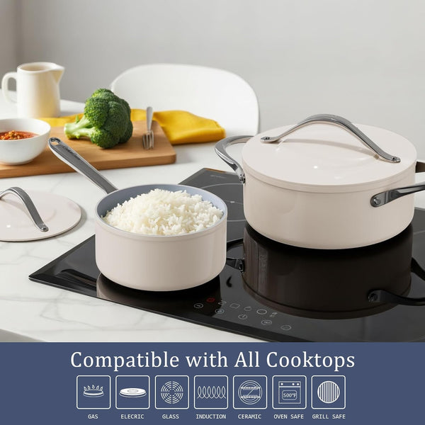 Premium Ceramic Sauté Pan with Lid, 4.5 QT Nonstick Deep Pan | for Healthy Everyday Cooking, PFAS & PTFE Free, Induction Compatible, Oven Safe up to 500°F, Stay-Cool Handle, Navy Blue5