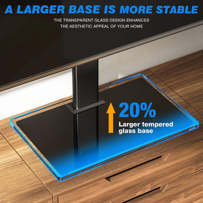 Universal TV Stand for 27-60 Inch Tvs, Holds up to 88 Lbs | Tempered Glass Base, Height Adjustable, Max VESA 400X400Mm, Flat & Curved Screens, Ideal for Bedroom & Living Room3