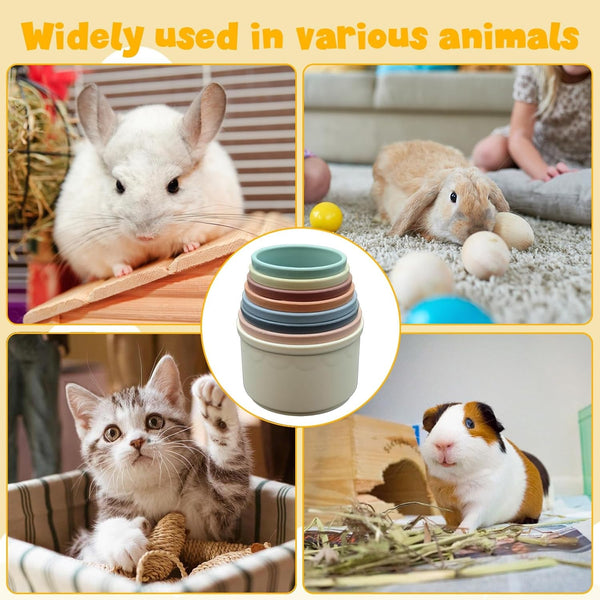 8 Pcs Stacking Cups for Small Animal Toys,Nesting Rabbit Toys of Different Sizes,Safe Plastic Colorful Nesting Toys for Bunny Guinea Pig Hiding Food and Playing6
