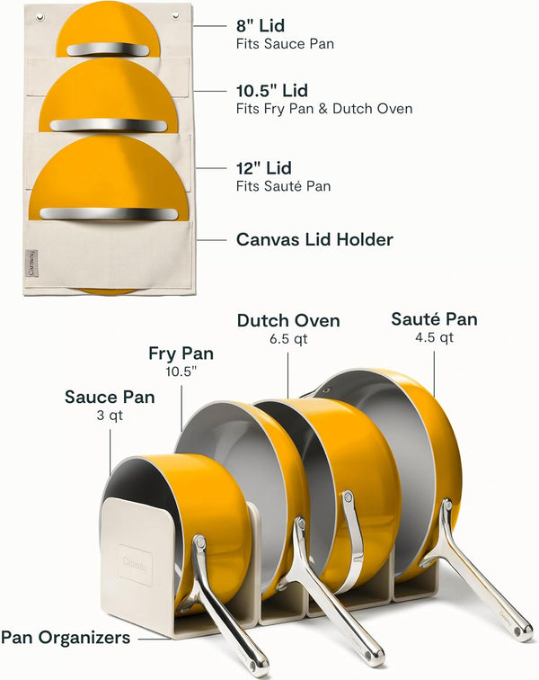 Caraway 12-Piece Non-Stick Ceramic Cookware Set | Pots, Pans, Lids and Kitchen Storage, PFAS and PFOA Free, Oven Safe Pan Set and Compatible with All Stovetops, Marigold3