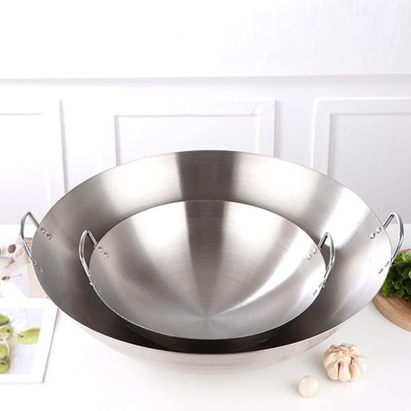 Stainless Steel Wok round Bottom Chinese Wok for Gas Stove Large Fry Pan Large Capacity Saute Pan 12.00X10.82X2.95In Even Heat Retention Easy-Clean Cooking8