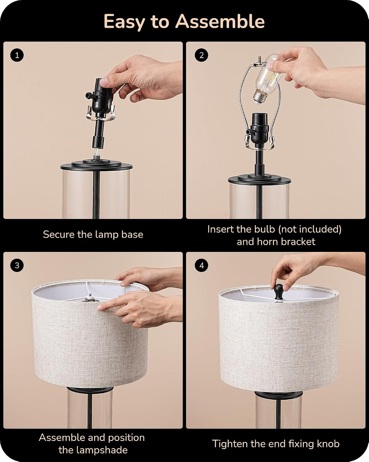 23-6-glass-table-lamp-set-of-2-diy-refillable-rotary-switch-modern-bedside-lamp-with-linen-lampshade-e26-base-nightstand-light-for-living-room-bedroom-office