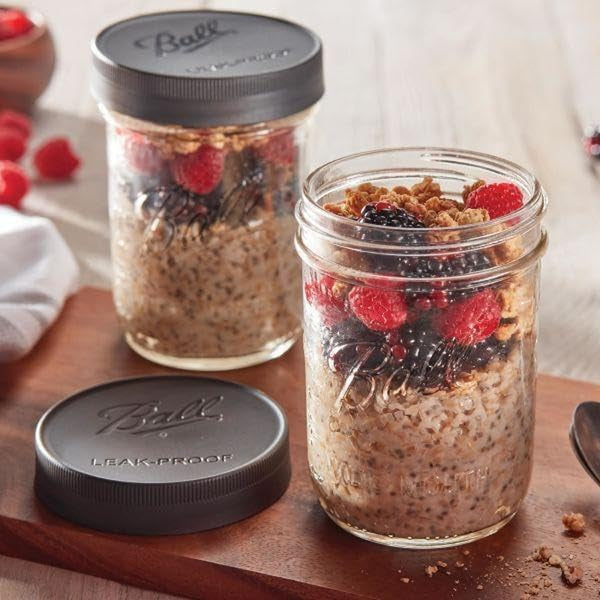 Leak-Proof Plastic Lids for Glass Mason Jars, Used for Canning, Pickling, Juice, Jam, Jelly (Wide, 6 Count (Pack of 2))6