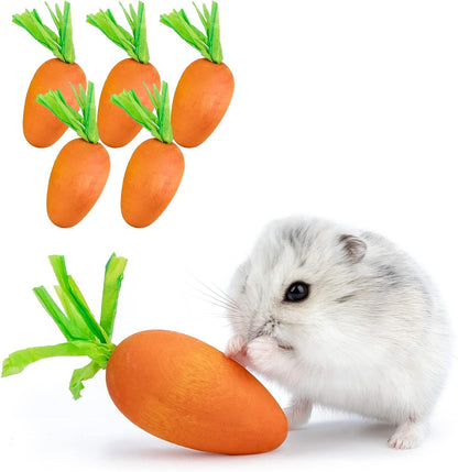 Niteangel Hamster Chew & Decor Toys: Pack of 6 Carrot-Shape & Beech Wood | Chew-Friendly Design to Control Tooth Overgrowth for Syrian Dwarf Hamster Gerbils Mice Lemming Degu or Other Small-Sized Pets1