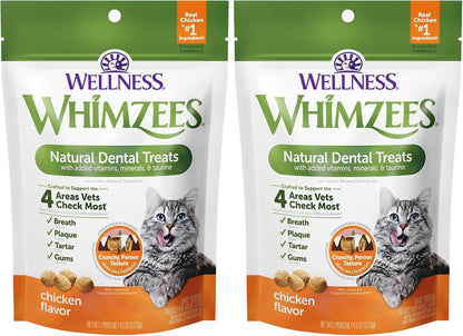 Wellness WHIMZEES Cat Dental Treats, Freshens Breath, Chicken and Salmon Flavor, 4.5 Oz Bag12