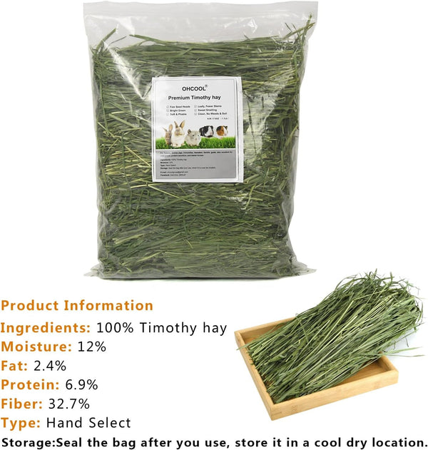 Timothy Hay, 2.2LBS Small Pet Feed | Premium Dust Free Natural Fresh Timothy Hay, for Rabbits, Tortoises, Guinea Pigs, Chinchillas, 2 Packs of 1.1Lbs Each6