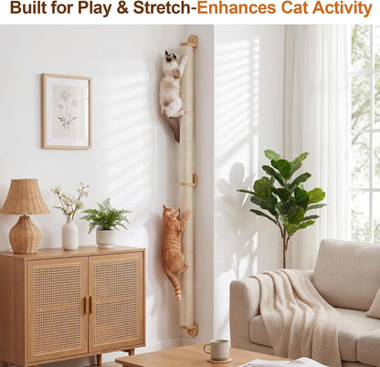 84" Tall Wall Mounted Cat Scratcher Post, Cat Wall Shelves Furniture, 6 Pcs 14 Inch Sisal Climbing Poles with 5 Brackets, Kitten Modular Scratch Tower, Space Saving Pet Supplies7