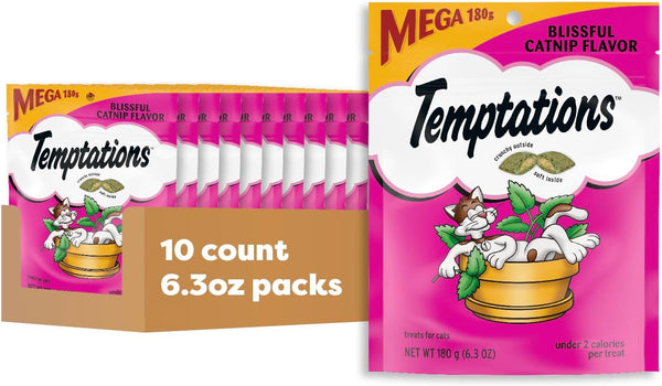 Temptations Classic Crunchy Cat Treats, Blissful Catnip, 16 Oz | under 2 Calories per Treat, Crunchy outside & Soft Inside, Resealable Tub, Snack or Food Topper, 100% Complete & Balanced13