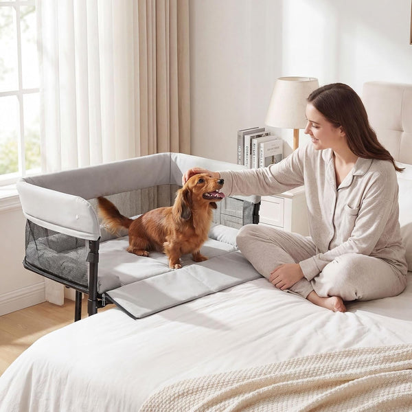 Bedside Dog Bed, Adjustable to Human Bed Height, 11-Inch Guardrail, Foldable & Portable Pet Bed Attachment, Improves Owner'S Sleep Quality, for Small Size Dogs (<40 LBS) & All Cats9