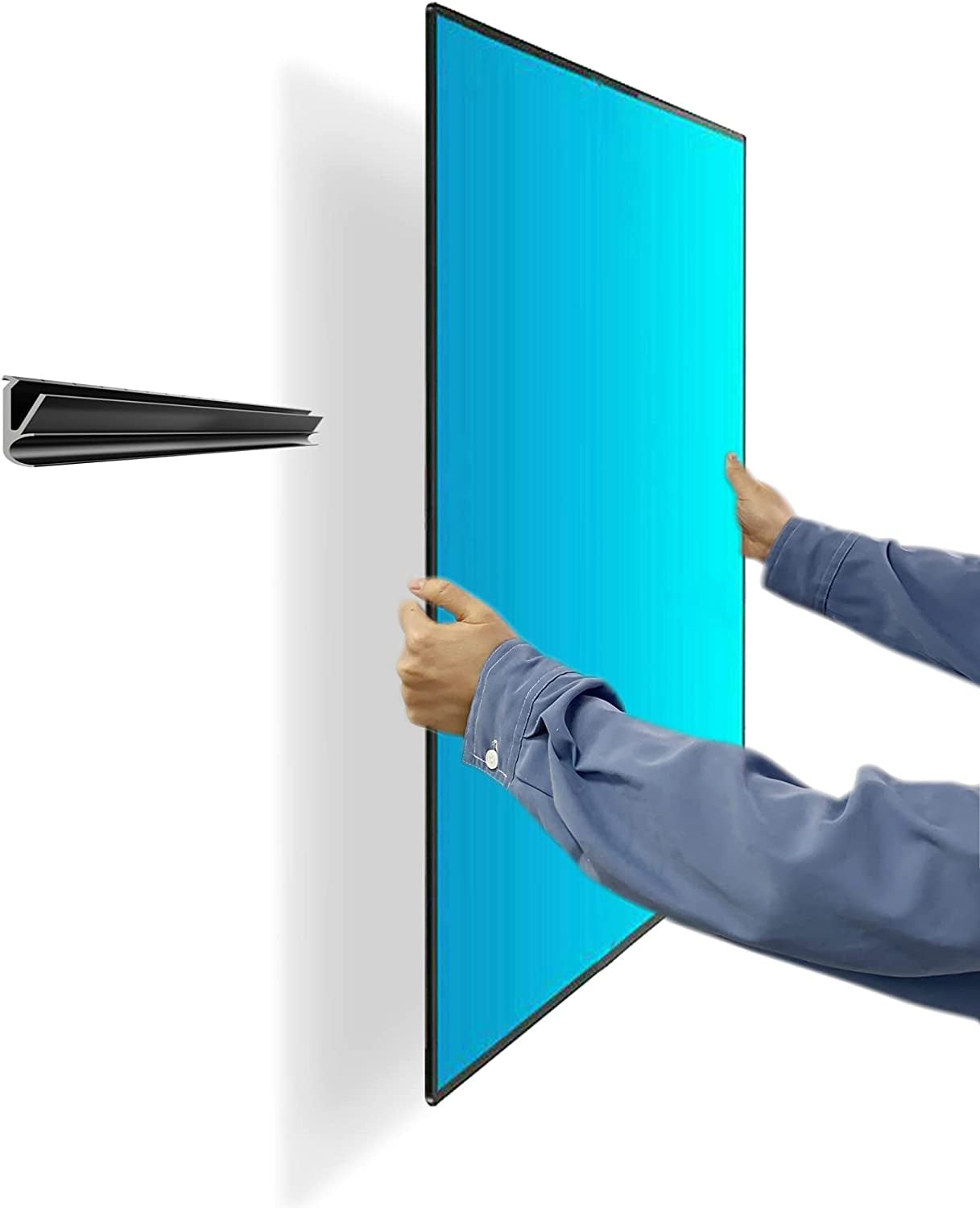 no-stud-tv-wall-mount-drywall-studless-tv-hanger-no-damage-no-drill-non-screws-dry-wall-flat-screen-tvs-easy-install-bar-bracket-fits-vesa-12-55-inch-tvs-up-to-99-lbs-include-hardware-levels