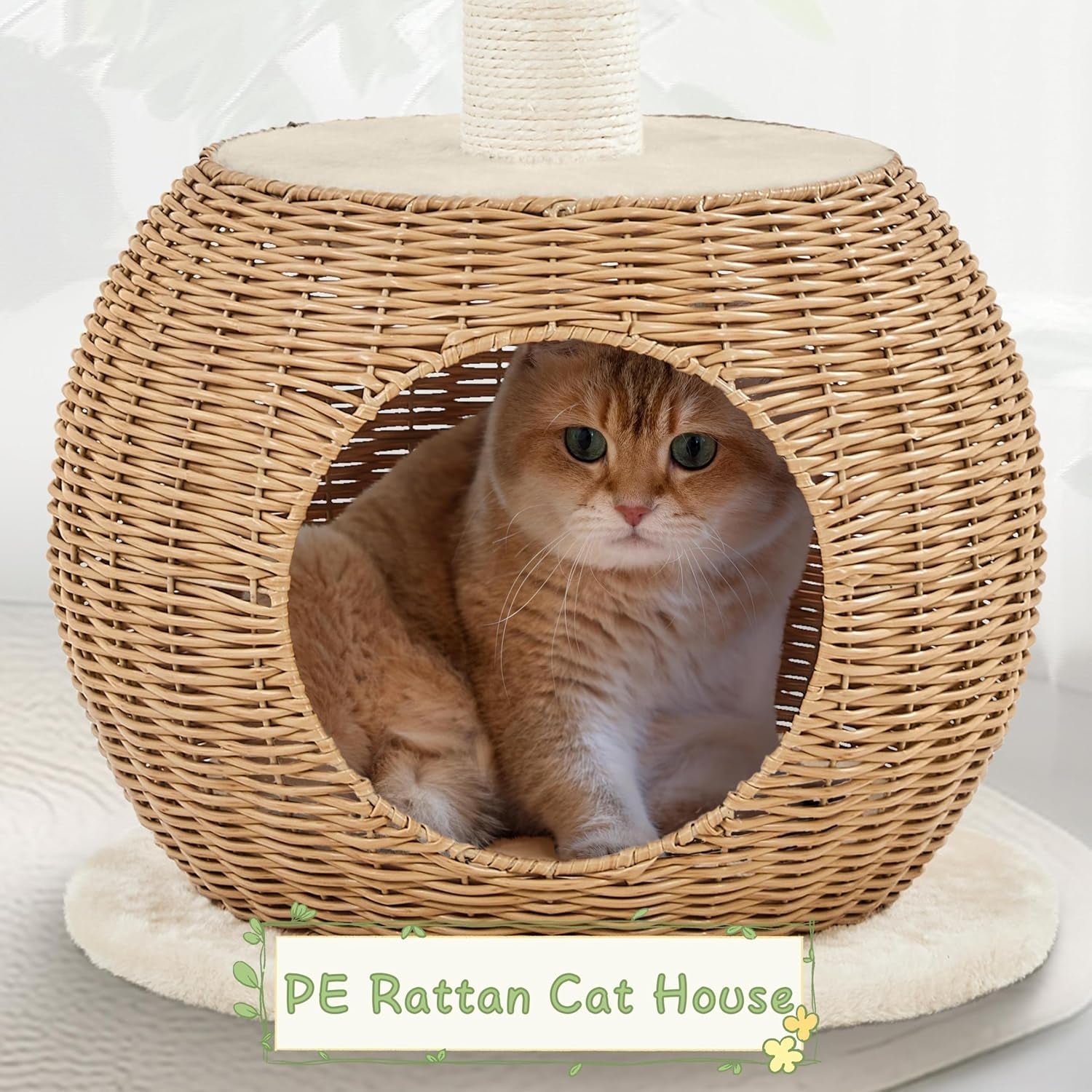yaheetech-cat-tree-29-5in-rattan-cat-tower-for-indoor-cats-w-scratching-post-woven-cat-condo-and-soft-cushion-top-perch-aesthetic-cat-tree-for-kittens-boho-pe-rattan-tower-with-a-hideaway-cubby-and-top-window-perch-fits-small-spaces-and-corners-as-decor-assembles-in-minutes