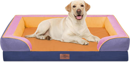 Comfort Expression Orthopedic Dog Bed for Extra Large Dogs with Bolster | Waterproof Dog Couch Bed with Washable Cover & Non-Slip Bottom, Supportive Egg Crate Foam XL Pet Bed, 42X30 Inch120