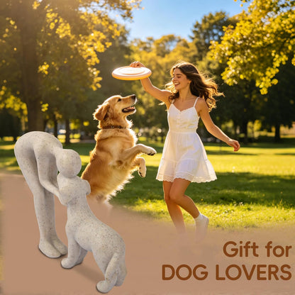 Abstract Person and Dog Head-To-Head Figurine Sandstone | Abstract Sculpture Celebrating the Bond between Person and Pet. Intimate Head-To-Head Touching Memory Keepsake for Dog Lovers7