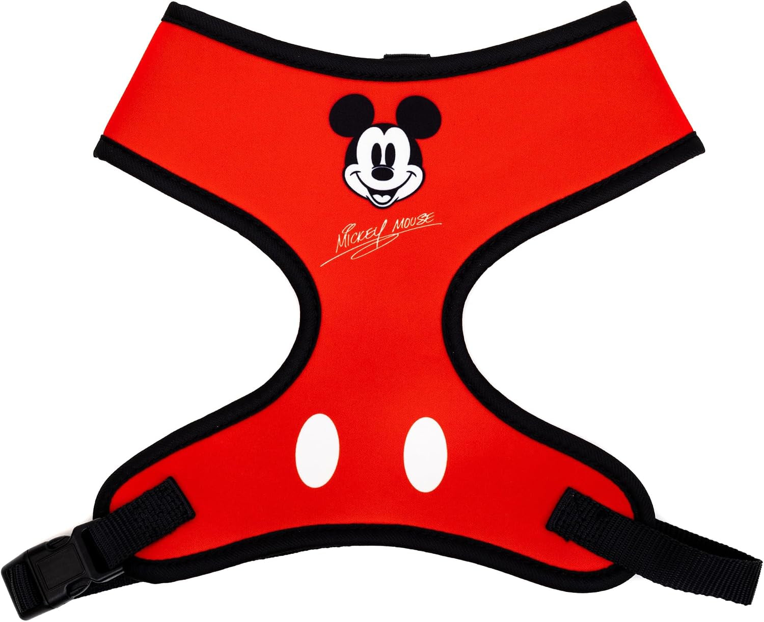 disney-pet-harness-dog-collar-plastic-buckle-mickey-mouse-smiling-face-red-black