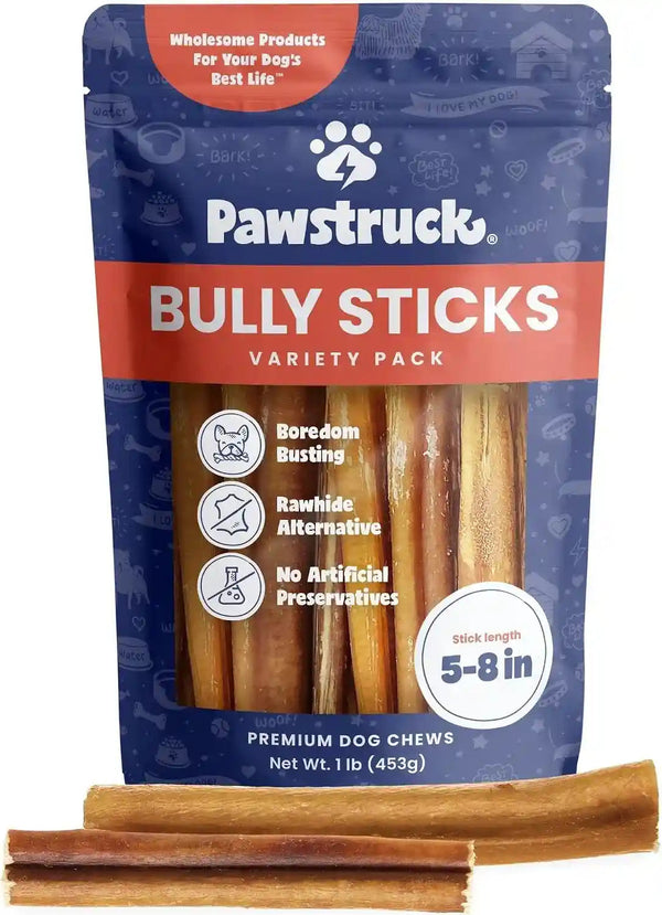 Pawstruck Natural 5-8" Bully Sticks for Dogs - Best Long-Lasting, Rawhide-Free, Low Odor Dental Chew Treat - Healthy Single Ingredient, 100% Real Beef - 8 Oz Bag - Packaging May Vary13