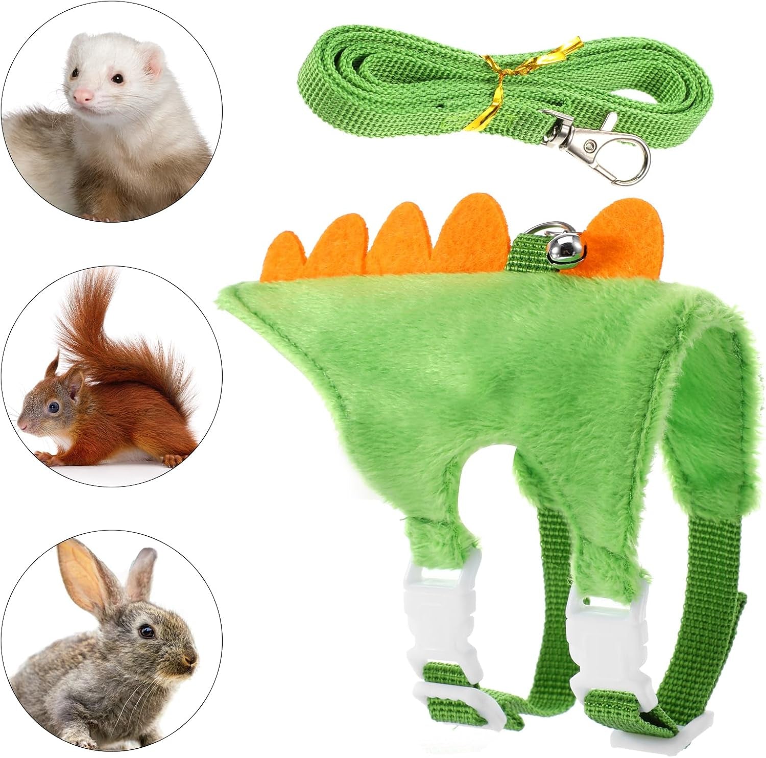 ferret-harness-and-leash-set-small-animals-vest-harness-with-safe-bell-dinosaur-shaped-leash-set-for-baby-rabbit-guinea-pig-teacup-chihuahua-mouse-and-other-small-pet