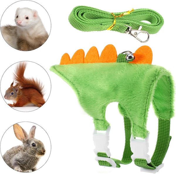 Ferret Harness and Leash Set Small Animals Vest Harness with Safe Bell Dinosaur Shaped Leash Set for Baby Rabbit Guinea Pig Teacup Chihuahua Mouse and Other Small Pet4