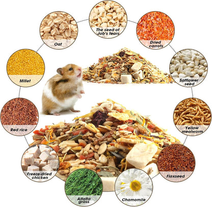 Abizoo Hamster & Gerbil Treat, Natural Health, Gourmet Hamster and Gerbil Food for Small Animals with Seeds, and Grains,Vitamin-Nutrient Fortified6
