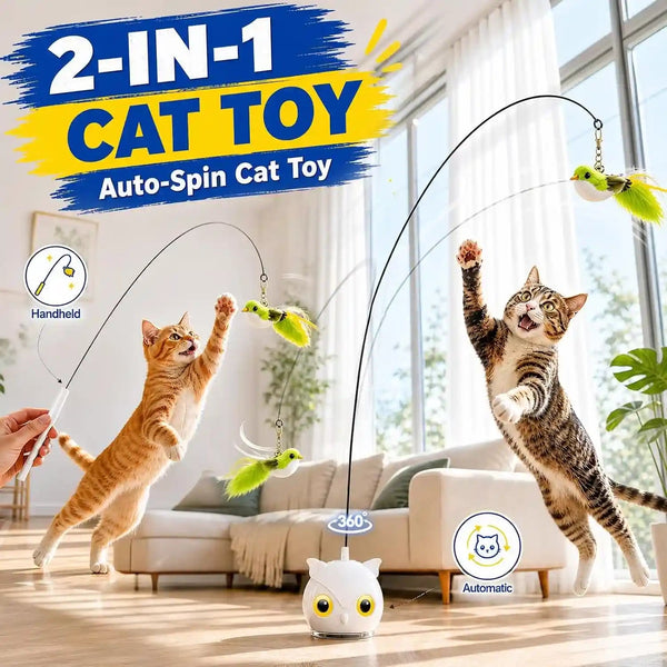 Interactive Cat Toys for Indoor Cats - Automatic Flying Bird Feather Toy with Sticky Suction Base, USB Rechargeable 360° Electric Cat Teaser, Touch Activated Self-Play Toy for Bored Cats2