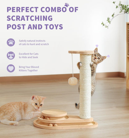 Made4Pets Kitten Toy Scratching Post for Indoor Cats with Ball Track | Interactive Cat Scratching Post with Natural Sisal Rope, Rolling Ball Track and Durable Plywood Base, Modern Home Décor2