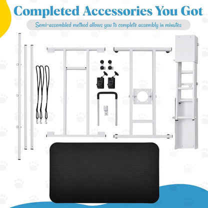 Garveelife 43.3" Hydraulic Dog Grooming Table for Pet, Heavy Duty Structural Hydraulic Max Load 350Lbs Professional Pet Grooming Table with Adjustable Overhead Arm & Noose Height Range 22"-39" (White)6