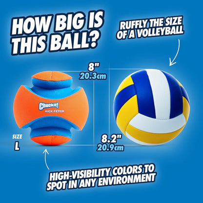 Chuckit! Kick Fetch Ball Dog Toy, Floats in Water, Large 8 Inch Diameter | Durable Rubber and Foam Build, Interactive Play Design, Great for Pool or Lake Sessions, Built for Big Breed Dogs Each Day5