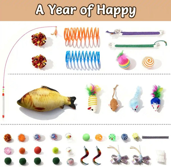 Cat Tunnel Bed with 40 Pcs Interactive Cat Toys, Cat Tube with Kitten Toys for Indoor Kittens, Collapsible Play Tunnel, White5