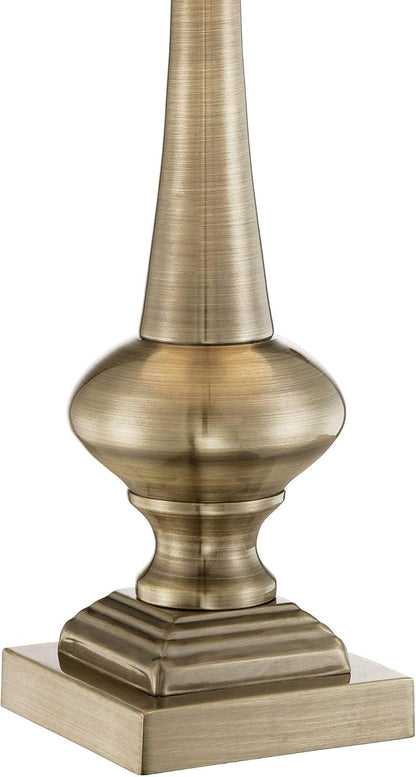 Larson 19" Small Table Lamps Set of 2 Gold Touch Antique Brass Modern | Traditional Metal Bedroom Living Room House Bedside Nightstand Office Family Home White Bell Shade7