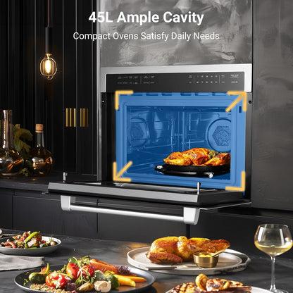 24 Inch Built-In Microwave Convection Oven,1.6Cu.Ft Air Fryer Combo | 1000W,Sensor Cooking & Auto Menu,11-Level Power More than 12 Cooking Modes, Drop down Door, Stainless Steel6