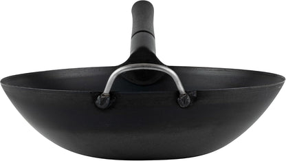 Carbon Steel Wok 1 Pack of 13.3 Inch Heavy-Duty Uniform Heat Distribution Pan Induction Compatible Flat Bottom Wok Welded Handle Black for Gas Stovetops and Grills14