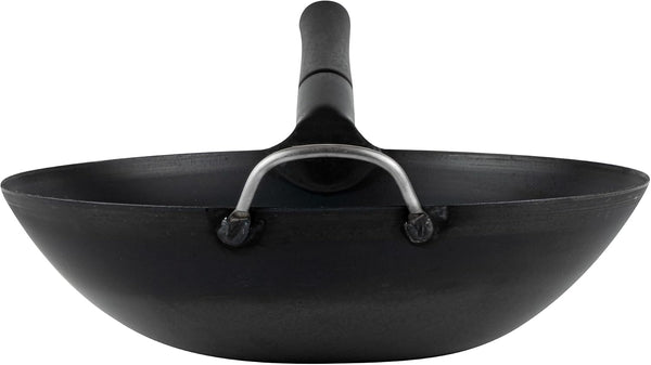 Carbon Steel Wok 1 Pack of 13.3 Inch Heavy-Duty Uniform Heat Distribution Pan Induction Compatible Flat Bottom Wok Welded Handle Black for Gas Stovetops and Grills14