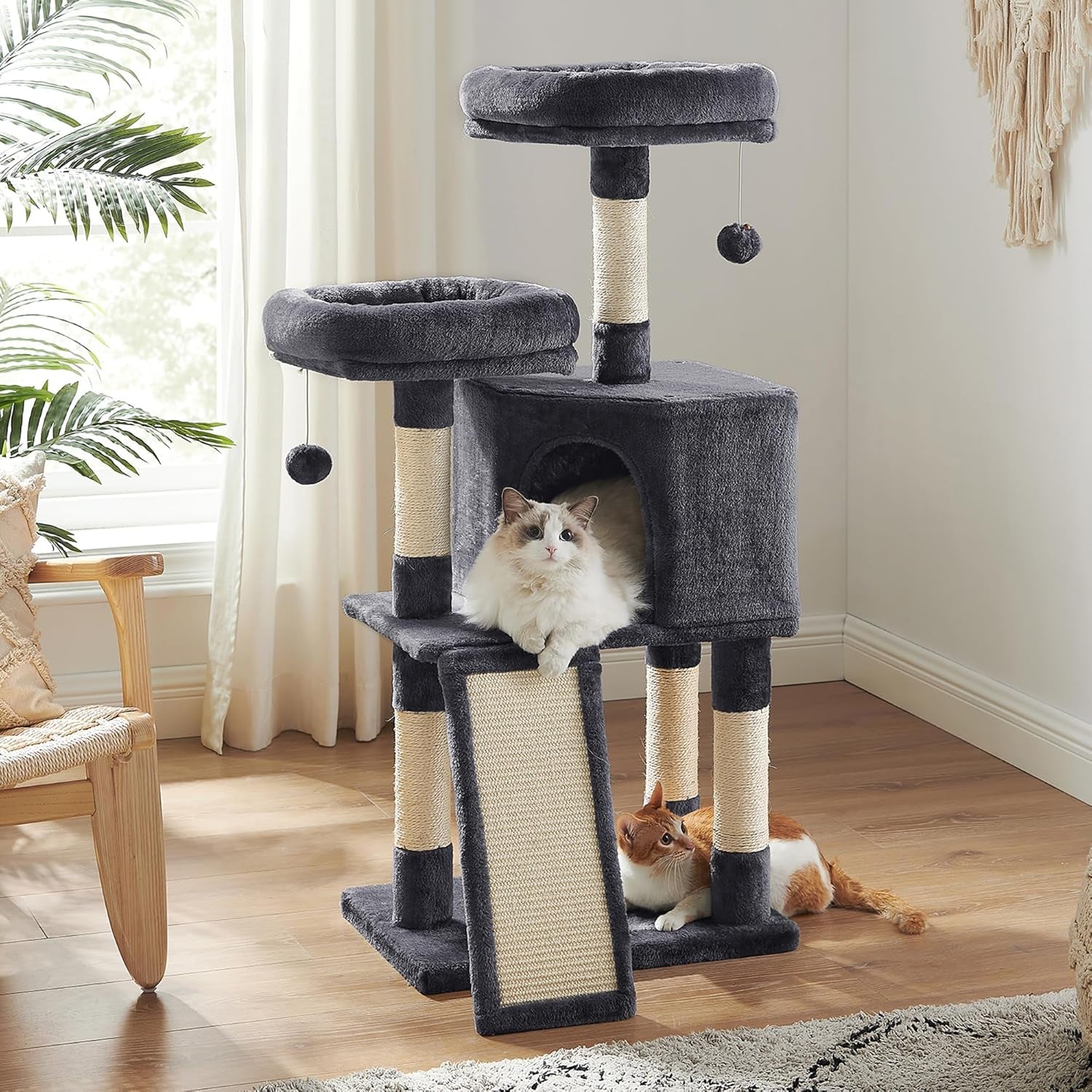 feandrea-cat-tree-45-3-inch-cat-tower-plush-condo-scratching-post-white-45-3-inch-cat-tower-plush-condo-with-scratching-post-ramp-perch-spacious-cave-cream-white