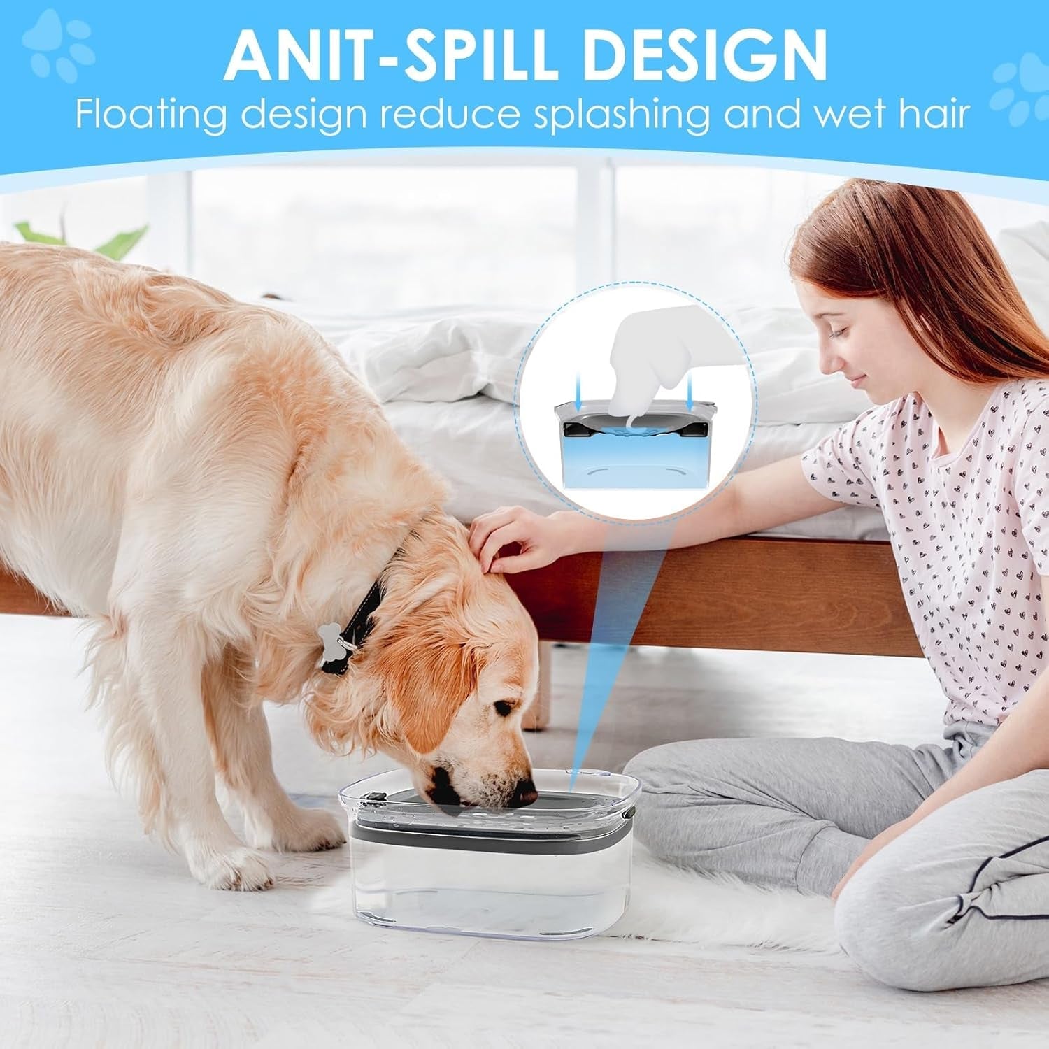 3l-no-spill-dog-water-bowl-with-slow-drinking-diskgray-clear-acrylic-easy-water-check-non-slip-pads-slobber-stopper-splash-proof-water-bowl-for-sloppy-messy-drinkers-reduce-mess