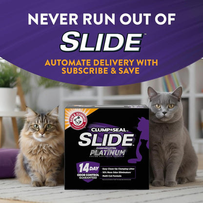 ARM & HAMMER Slide Platinum Easy Clean-Up Clumping Cat Litter, 18 Lbs | 24/7 Odor Control, Triple-Action Freshness, Non-Stick, Easy Clean Up, Low Tracking, Multi-Cat Formula, Scented9