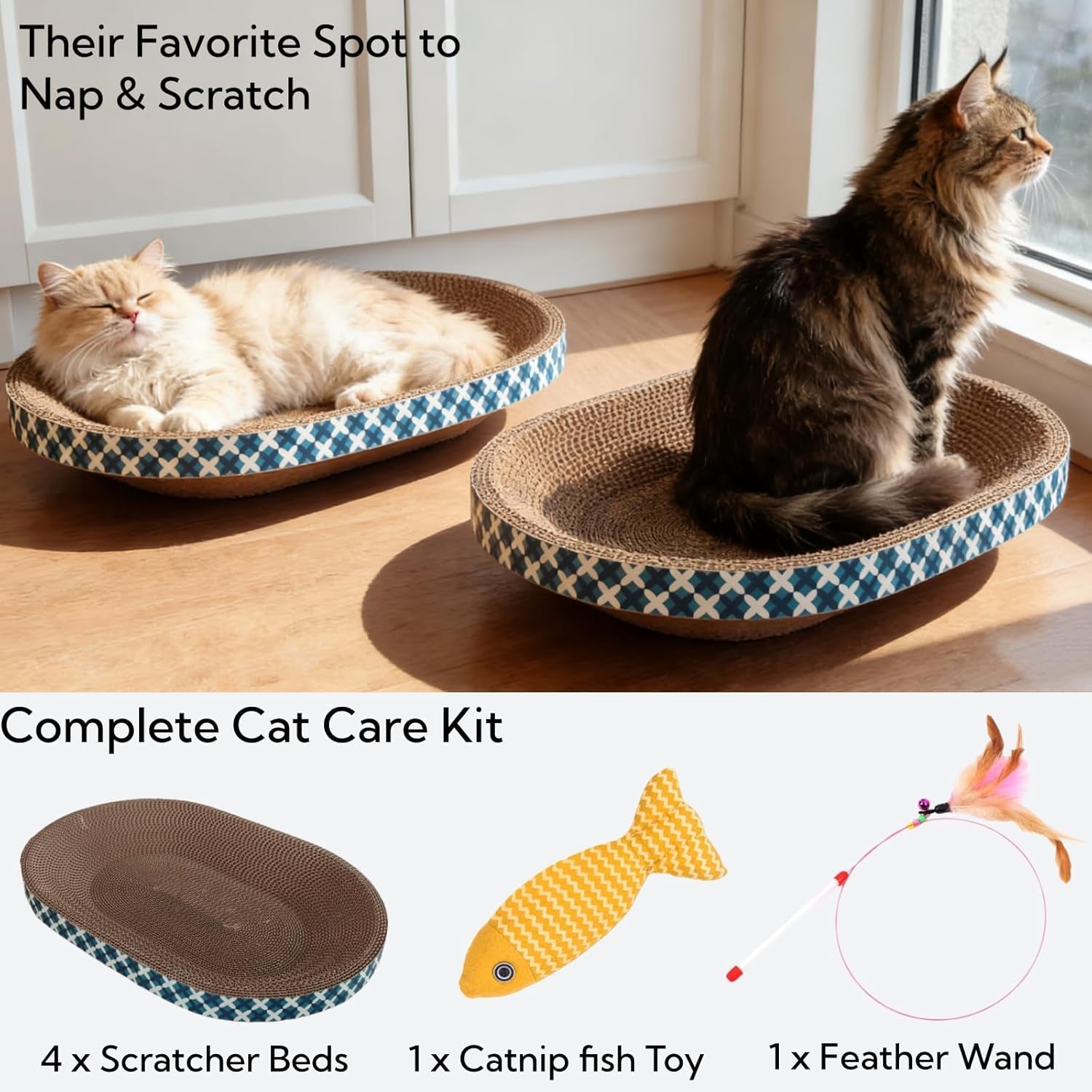 cat-scratcher-bed-with-toys-4-pack-oval-cat-scratcher-cardboard-indoor-cat-scratch-bowl-large-pad-cat-scratching-board-with-catnip-fish-toy-feather-wand-for-furniture-protector-l17-5x12-6x3