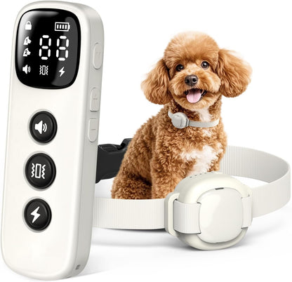 Shock Collar for Small Dogs 5-30Lbs -IPX8 Waterproof,White | 4200FT Dog Training Collar with Remote,Rechargeable Electric Collar with 3 Modes, Security Lock1