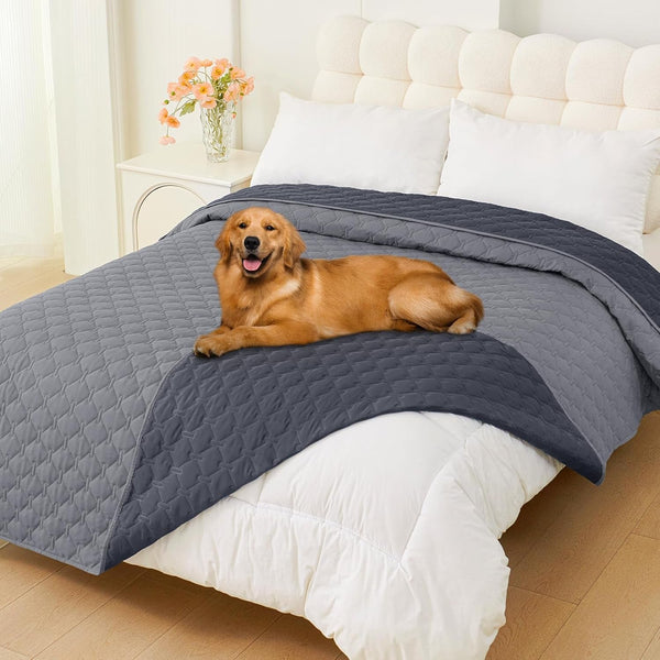 Smiry Waterproof Dog Bed Cover, Reversible Pet Blanket for Sofa Couch | Soft Washable Dog Blanket, Leakproof Couch Cover for Dogs Cats & Furniture Protection, 52X82, Grey/Dark Grey18