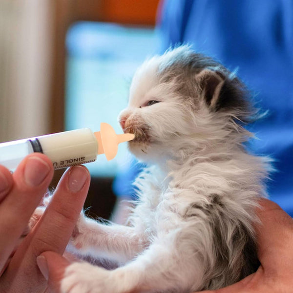 Pet Feeding Syringe with Nipple, Silicone Feeding Tools for Kitten Puppy Feeding Syringe for Newborn Cat Dog Small Animals Rabbits (5Ml+10Ml +10 Nipples)2