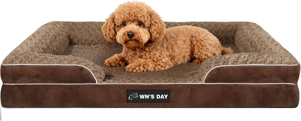 Orthopedic Dog Bed for Large Medium Sized, Washable Memory Foam Large Dog Bed, Medium Pet Sofa with Removable Cover, Washable Waterproof Pet Couch Beds(Grey, L)15