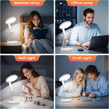 Rechargeable Table Lamp, 3600Mah Battery Operated Lamp Dorm Lamp | Cordless Lamp,10 Brightness,Portable,Small Size,Foldable,6-288H Endurance,Touch Control, Reading,Travel,Office,Nail,Emergency7