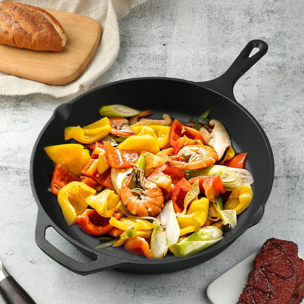 Cast Iron Skillet 3-Piece Set, 6", 8", 10" Frying Pans, Heavy-Duty Pre-Seasoned Pan Cookware Set, for Frying, Saute, Cooking, Pizza & More, Black8