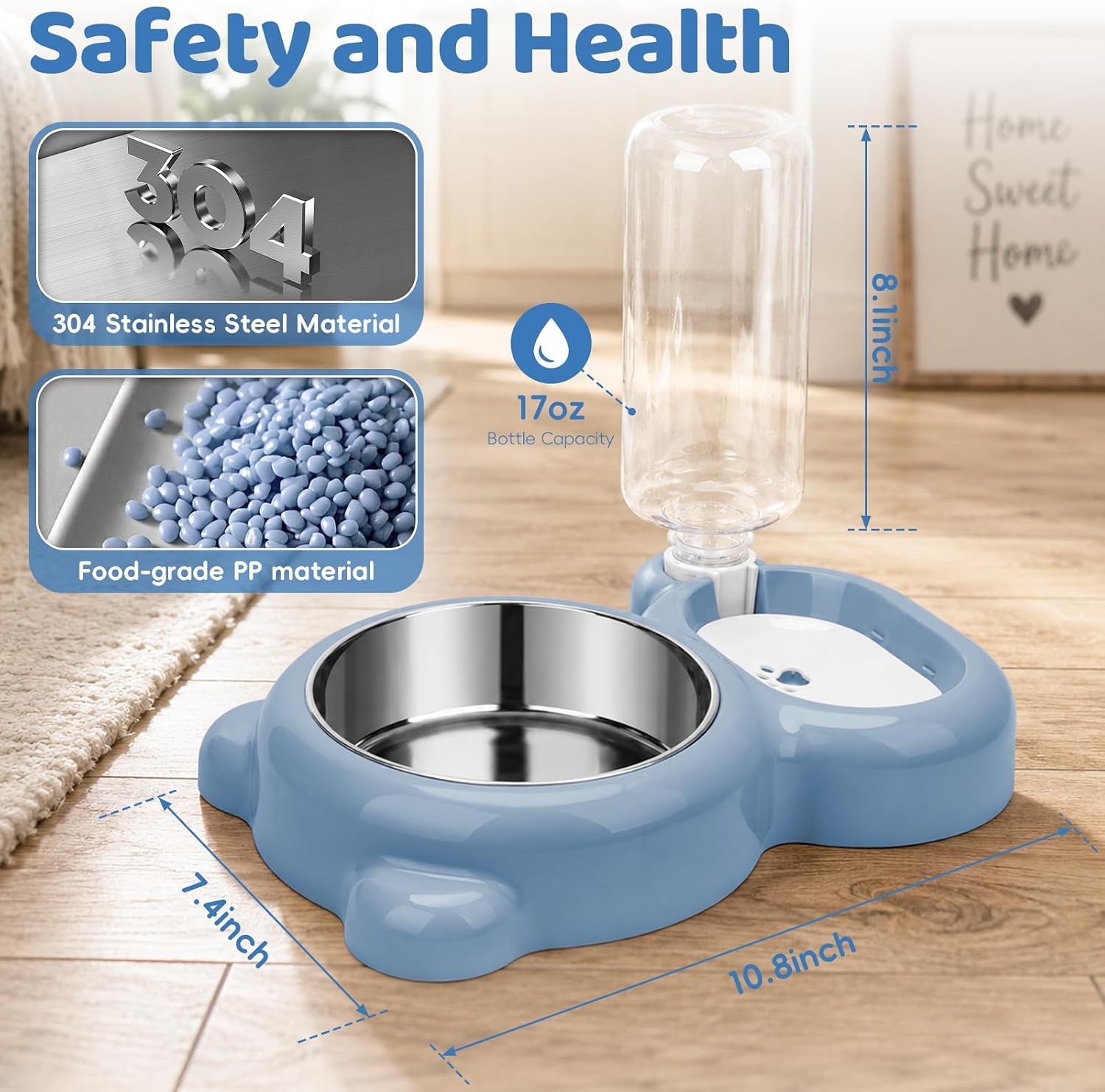 2-in-1-dog-cat-food-and-water-bowl-set-with-auto-water-dispenser-blue-anti-slip-splash-design-easy-to-clean-stainless-steel-bowl-and-safe-pp-material-suitable-for-puppies-and-cats