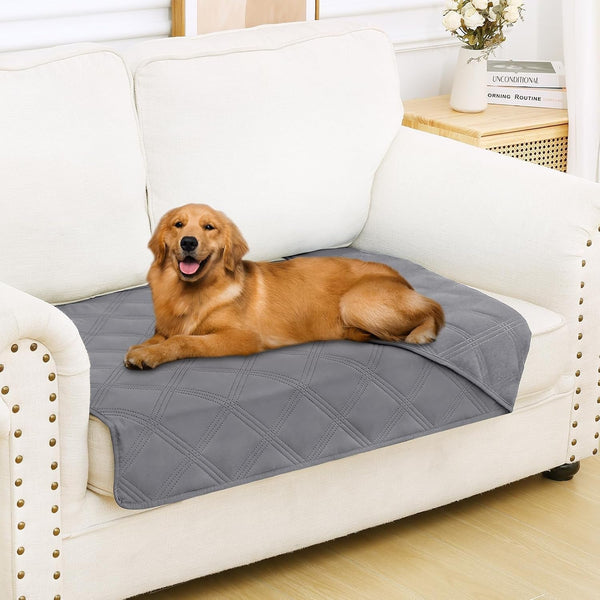 Smiry Waterproof Dog Bed Cover, Reversible Pet Blanket for Sofa Couch | Soft Washable Dog Blanket, Leakproof Couch Cover for Dogs Cats & Furniture Protection, 52X82, Grey/Dark Grey100